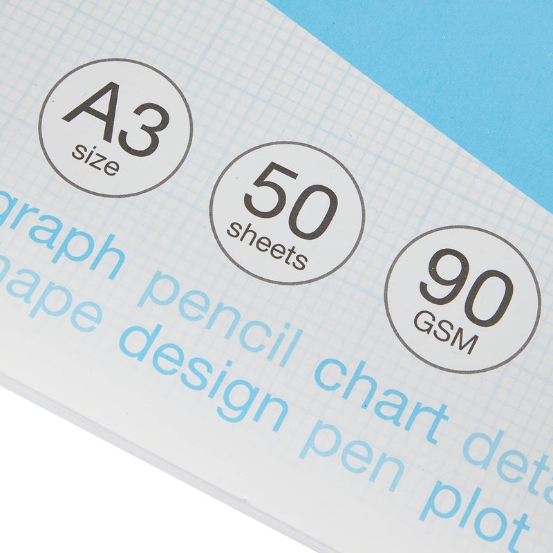 Silvine A3 Graph Pad. 50 Sheets of Quality 90gsm Paper, Printed 1-5-10mm Graph. Ref A3GP - Image 2